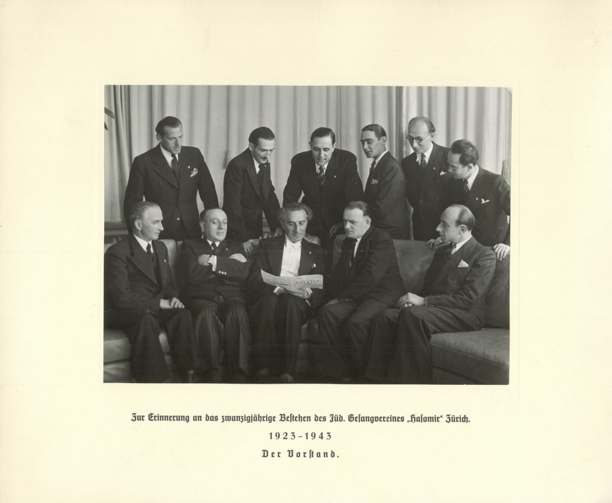 Der Vorstand des Jüdischen Gesangsvereins Hasomir Zürich, 1943